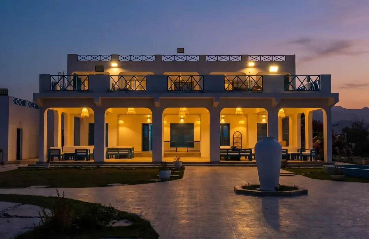 Crystal Breeze villa at dusk, Al Bidyah Fujairah