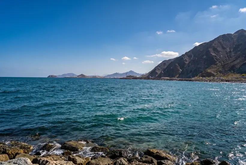 The sea and the Hajar mountains from Sea Breeze