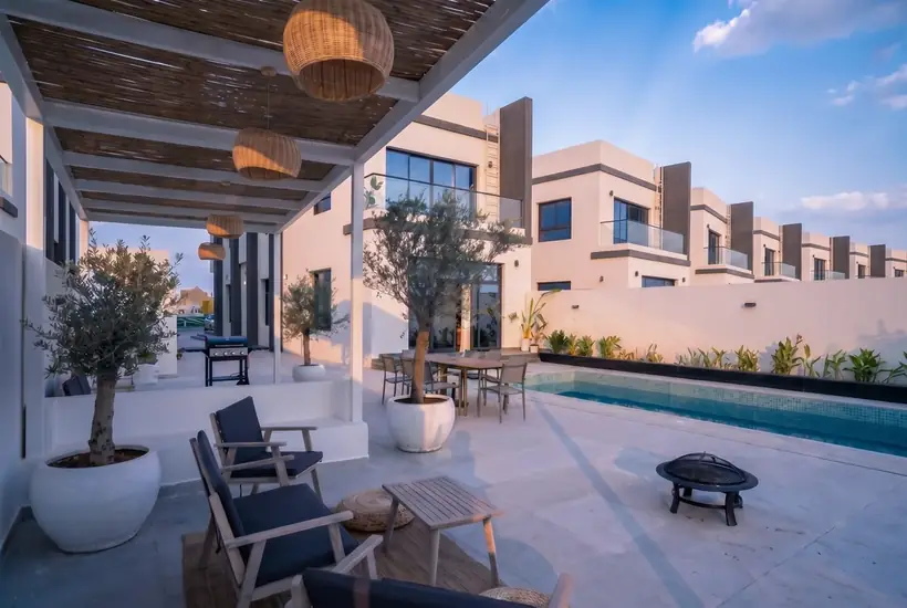 Gazebo and seating beside the pool