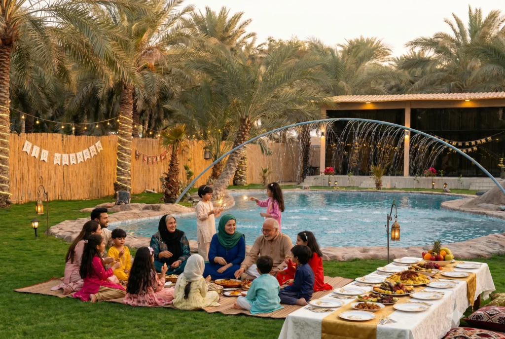 family-sitting-together-on-the-grass-at-al-ali-island